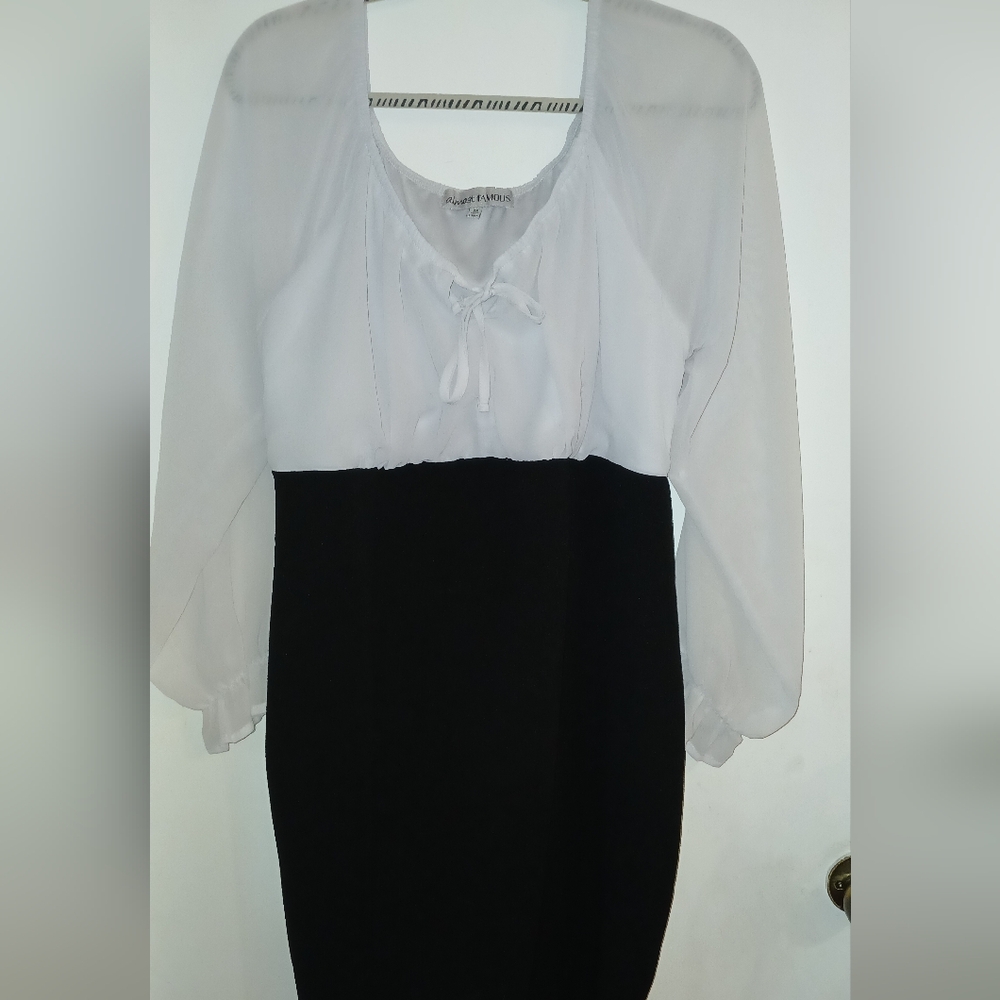 Plus Size Almost Famous Black White Midi Pencil Skirt and top one piece